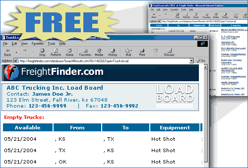 Register to post loads or trucks with FreightFinder.com and receive your own free load board